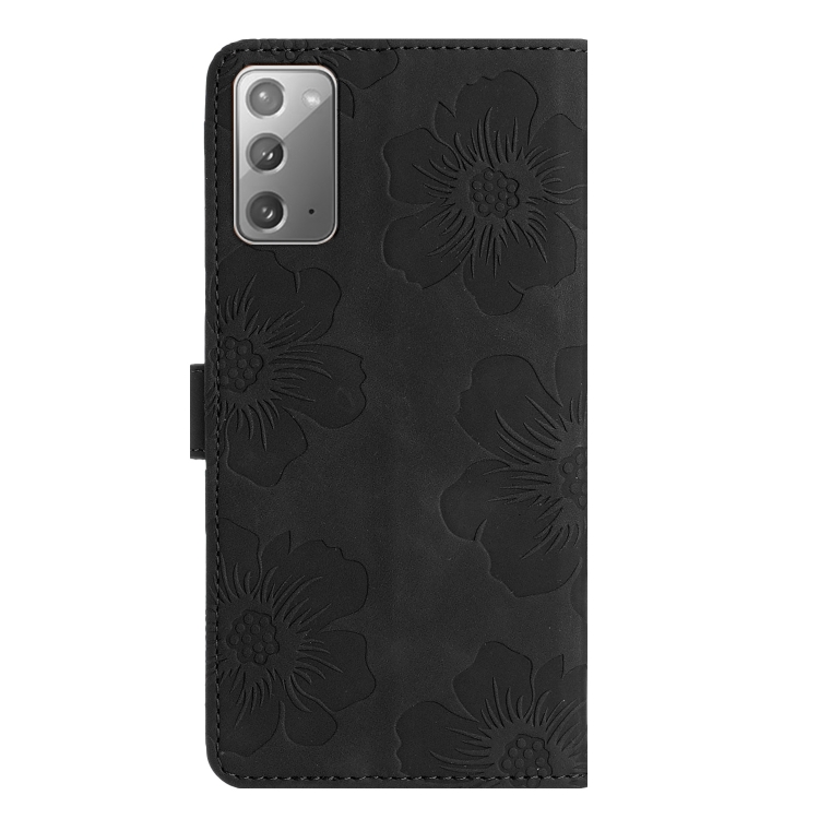 For Samsung Galaxy Note20 Flower Embossing Pattern Leather Phone Case(Black)