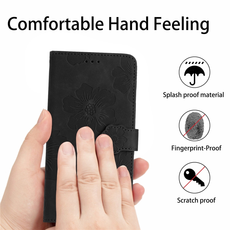 For Samsung Galaxy Note20 Flower Embossing Pattern Leather Phone Case(Black)