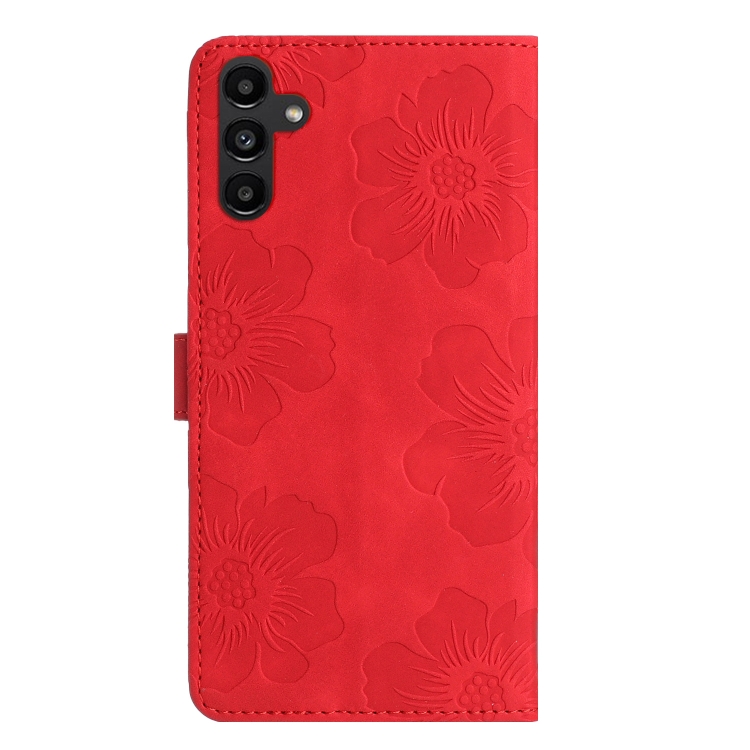For Samsung Galaxy S23 FE 5G Flower Embossing Pattern Leather Phone Case(Red)