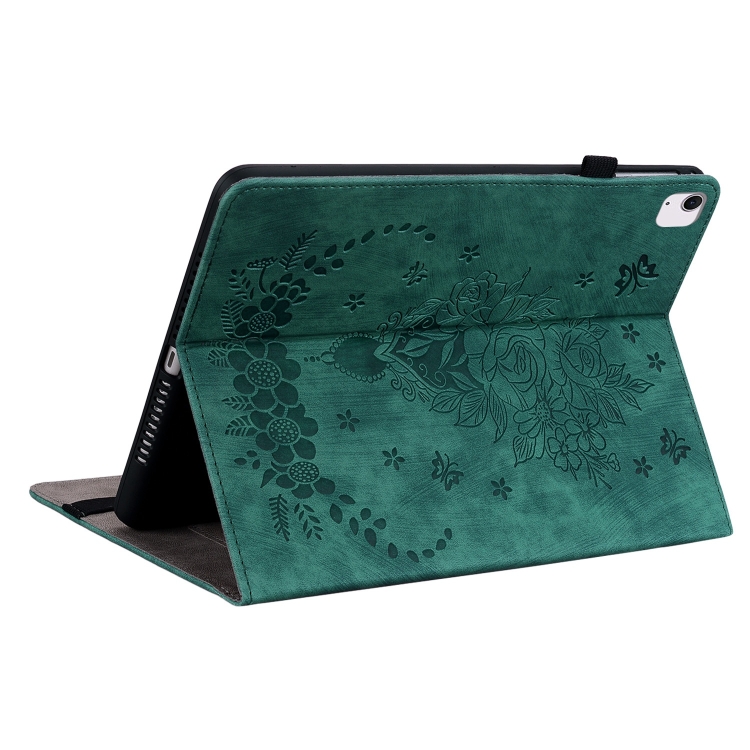 For iPad Air 11 2024 Butterfly Rose Embossed Leather Smart Tablet Case(Green) For iPad Air 11 2024 Butterfly Rose Embossed Leather Smart Tablet Case(Green)