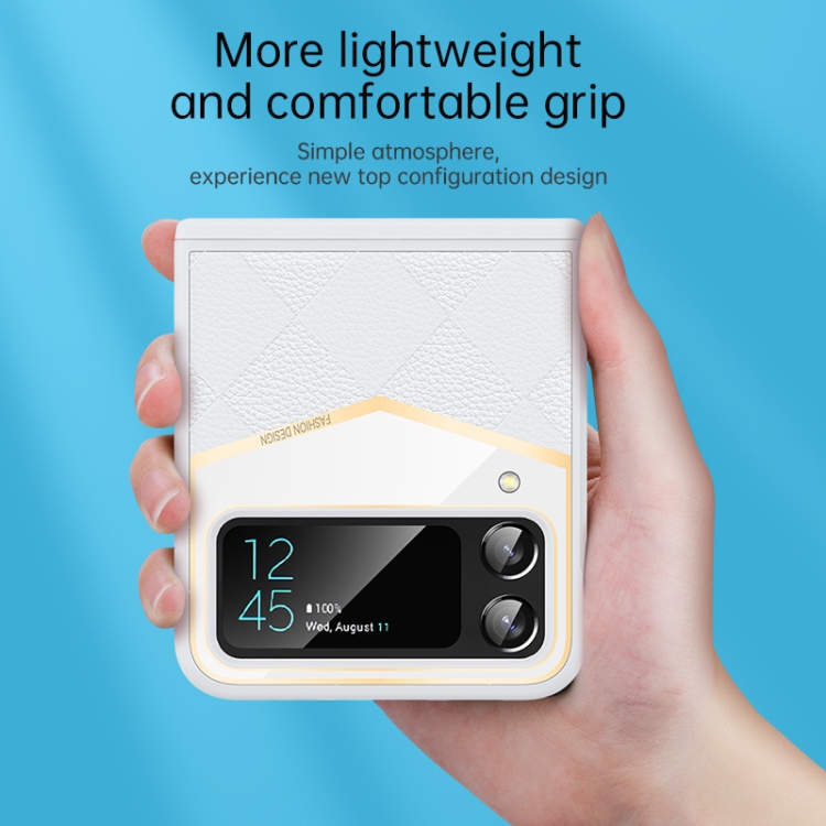 For Samsung Galaxy Z Flip4 Luxury Series Fold Hinge Phone Case(White) For Samsung Galaxy Z Flip4 Luxury Series Fold Hinge Phone Case(White)