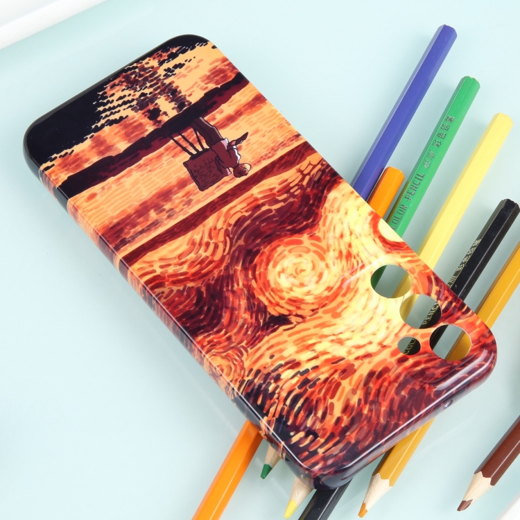 For Samsung Galaxy S23 5G Precise Hole Oil Painting Pattern PC Phone Case(Sunset)