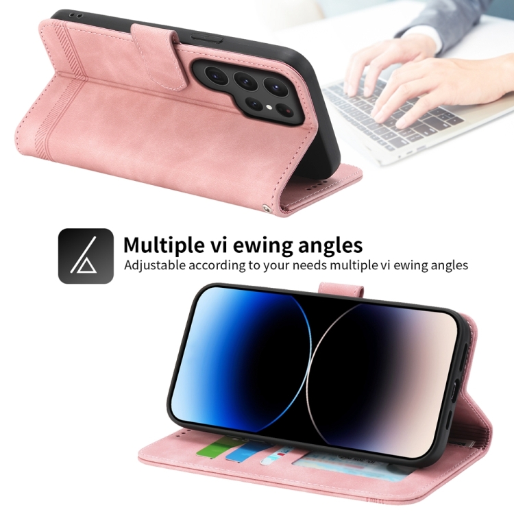 For Samsung Galaxy S24 Ultra 5G Dierfeng Dream Line TPU + PU Leather Phone Case(Pink) For Samsung Galaxy S24 Ultra 5G Dierfeng Dream Line TPU + PU Leather Phone Case(Pink)