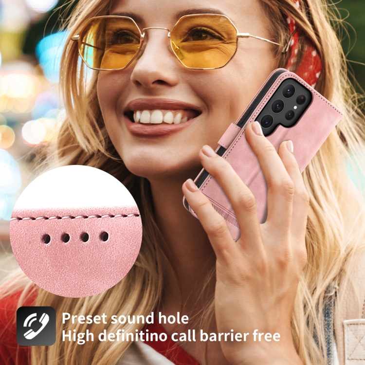 For Samsung Galaxy S24 Ultra 5G Dierfeng Dream Line TPU + PU Leather Phone Case(Pink) For Samsung Galaxy S24 Ultra 5G Dierfeng Dream Line TPU + PU Leather Phone Case(Pink)