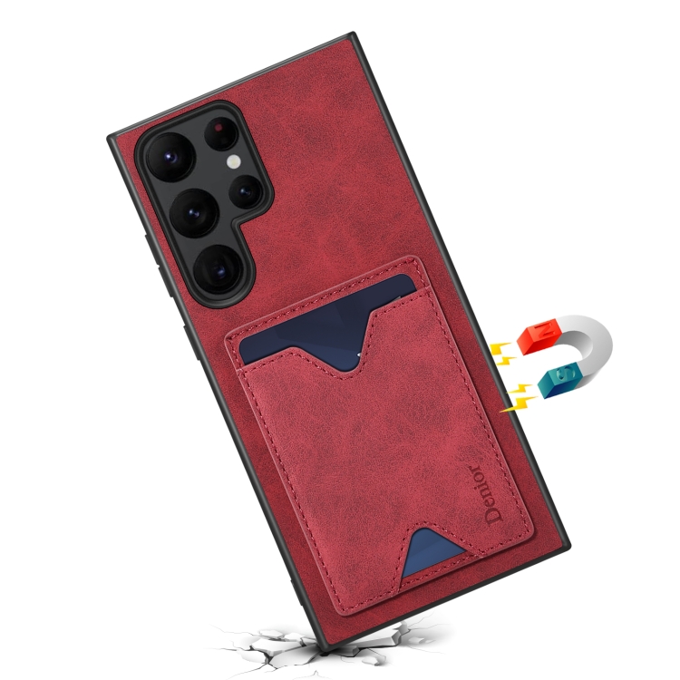 For Samsung Galaxy S24 Ultra 5G Denior PU Back Cover Card Slot Holder Phone Case(Red) For Samsung Galaxy S24 Ultra 5G Denior PU Back Cover Card Slot Holder Phone Case(Red)