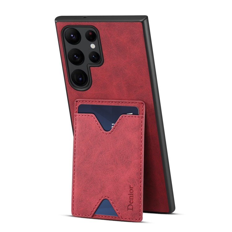 For Samsung Galaxy S24 Ultra 5G Denior PU Back Cover Card Slot Holder Phone Case(Red) For Samsung Galaxy S24 Ultra 5G Denior PU Back Cover Card Slot Holder Phone Case(Red)