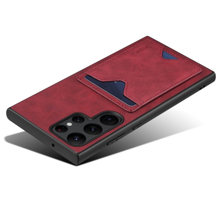 For Samsung Galaxy S24 Ultra 5G Denior PU Back Cover Card Slot Holder Phone Case(Red) For Samsung Galaxy S24 Ultra 5G Denior PU Back Cover Card Slot Holder Phone Case(Red)