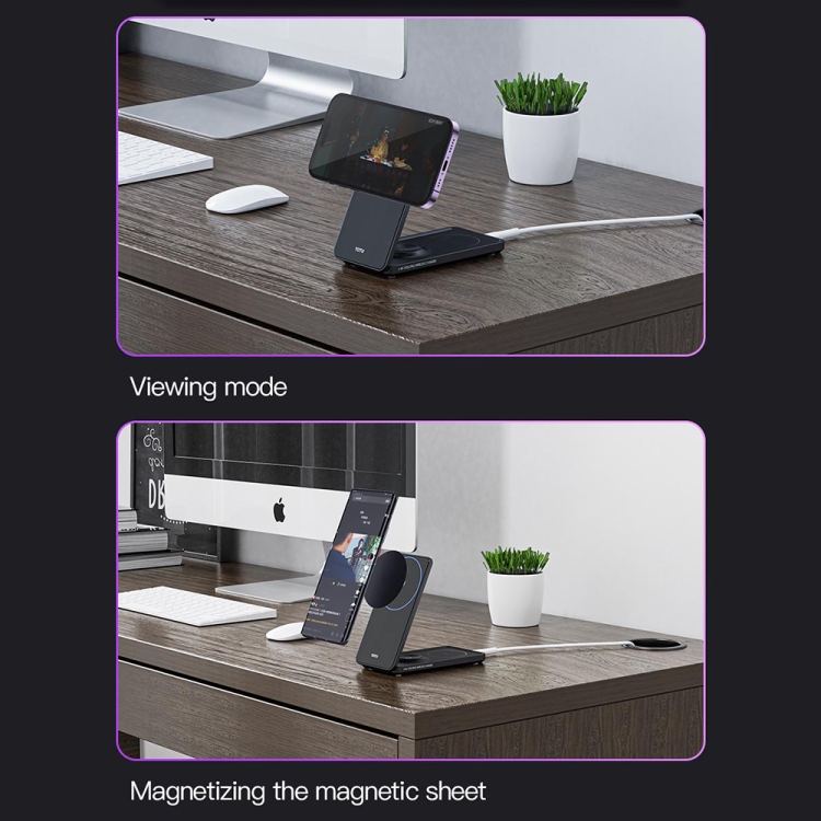 TOTU CACW-075 Mecha Series 3 in 1 Foldable Magnetic Wireless Charger(Grey) TOTU CACW-075 Mecha Series 3 in 1 Foldable Magnetic Wireless Charger(Grey)