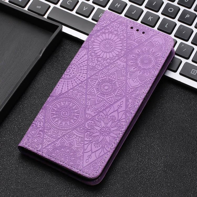 For Samsung Galaxy S21 5G Ethnic Embossed Adsorption Leather Phone Case(Purple) For Samsung Galaxy S21 5G Ethnic Embossed Adsorption Leather Phone Case(Purple)