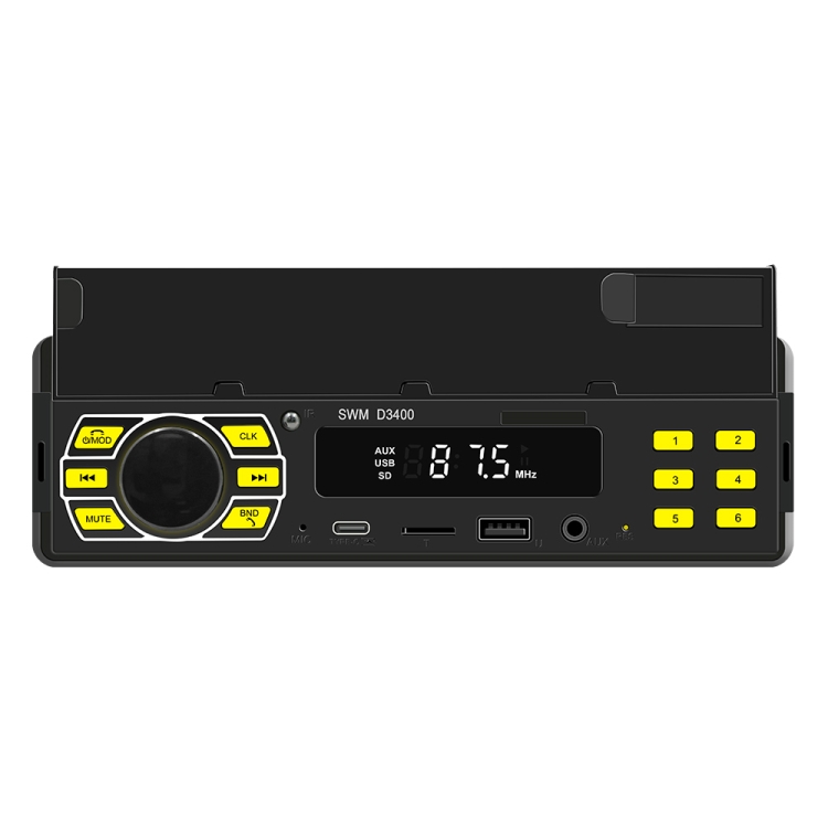 SWM D3400 Lecteur MP3 Bluetooth pour voiture Prise en charge de l'assistant  vocal intelligent / FM (noir)