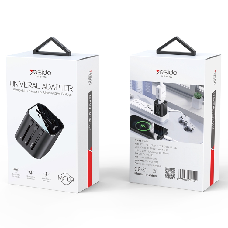 Yesido MC-09 Multi-function Universal Travel Adapter Plug(Black) - 1