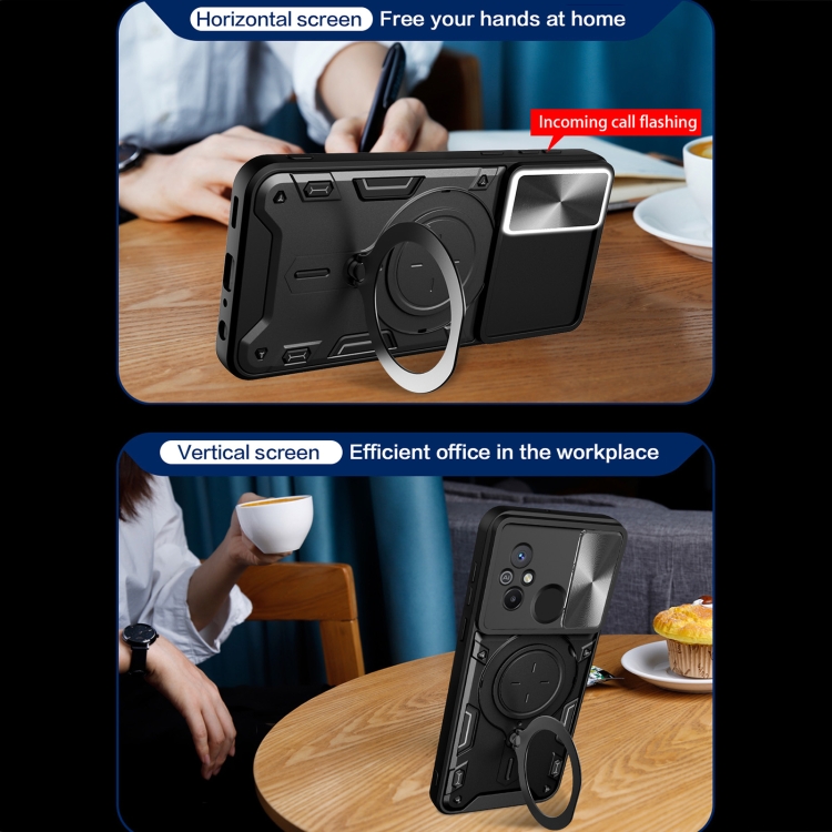 Funda compatible con Samsung Flip 4, protector deslizante para cámara,  funda para teléfono Samsung Z Flip 4 con soporte de anillo, soporte  telescópico