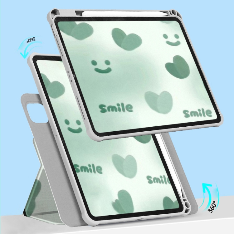 For iPad 10.2 2021 / 2020 / 10.5 720 Rotation Magnetic Painted Leather Smart Tablet Case(Green Heart)