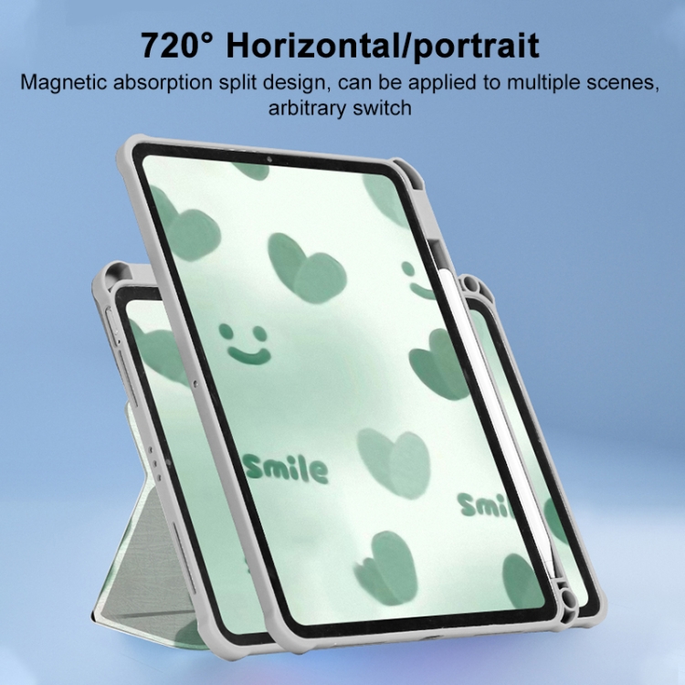 For iPad 10.2 2021 / 2020 / 10.5 720 Rotation Magnetic Painted Leather Smart Tablet Case(Green Heart)