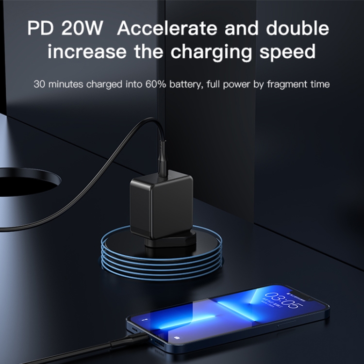 YESIDO CA99 20W USB-C / Type-C to 8 Pin Braided Charging Data Cable with Indicator Light, Length:1.2m(Black) YESIDO CA99 20W USB-C / Type-C to 8 Pin Braided Charging Data Cable with Indicator Light, Length:1.2m(Black)