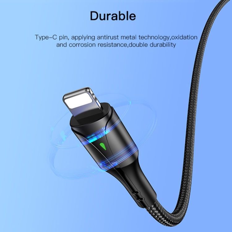 YESIDO CA99 20W USB-C / Type-C to 8 Pin Braided Charging Data Cable with Indicator Light, Length:1.2m(Black) YESIDO CA99 20W USB-C / Type-C to 8 Pin Braided Charging Data Cable with Indicator Light, Length:1.2m(Black)