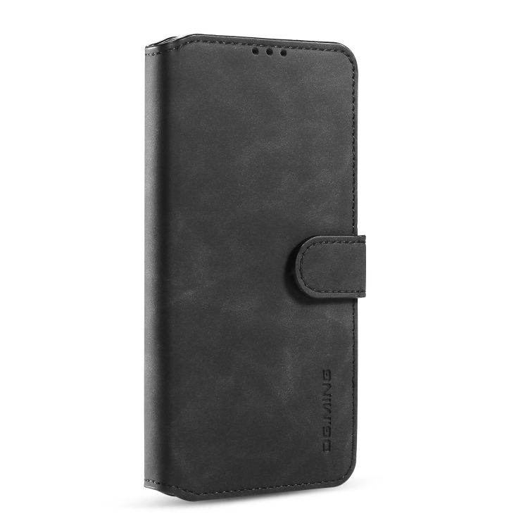 For Samsung Galaxy A41 (EU Version) DG.MING Retro Oil Side Horizontal Flip Case with Holder & Card Slots & Wallet(Black) - 1