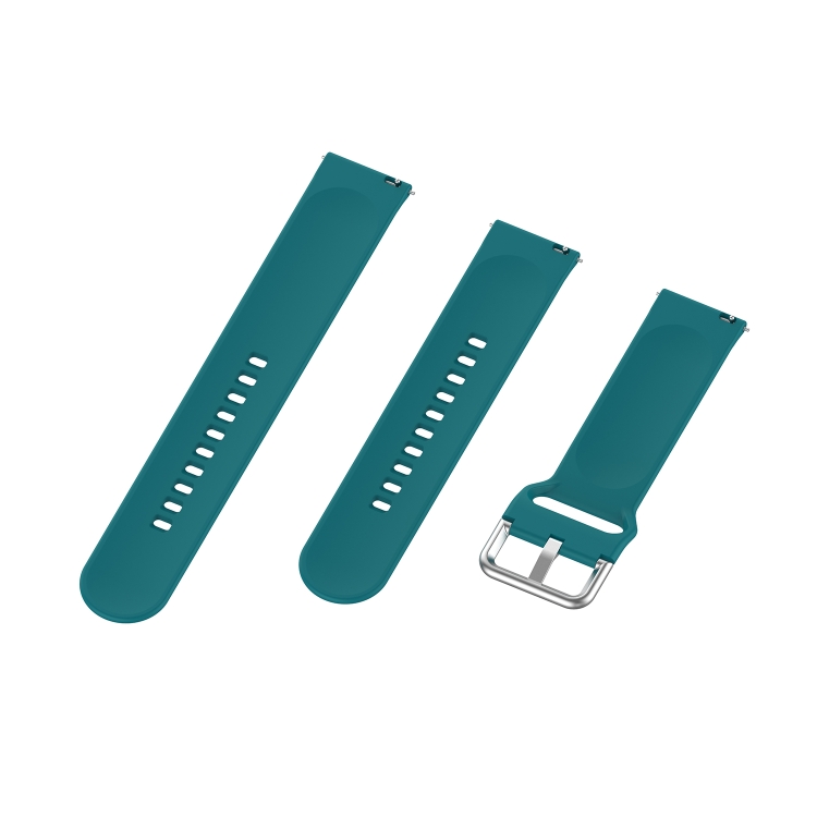 22mm Universal Silver Buckle Silicone Replacement Wrist Strap, Size:L(Green) - 3