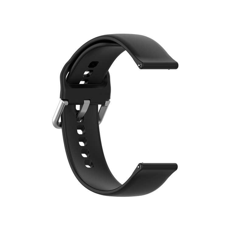 22mm Universal Silver Buckle Silicone Replacement Wrist Strap, Size:L(Black) - 2