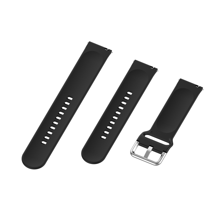 22mm Universal Silver Buckle Silicone Replacement Wrist Strap, Size:L(Black) - 3
