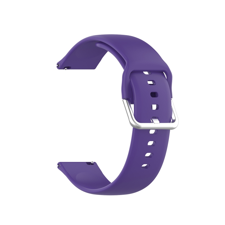 22mm Universal Silver Buckle Silicone Replacement Wrist Strap, Size:L(Purple) - 1