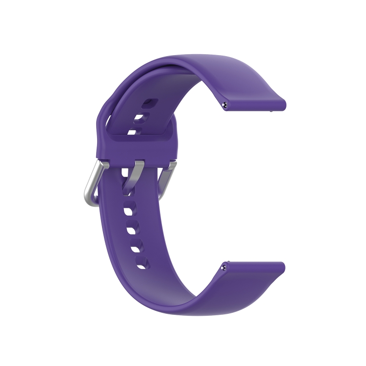 22mm Universal Silver Buckle Silicone Replacement Wrist Strap, Size:L(Purple) - 2