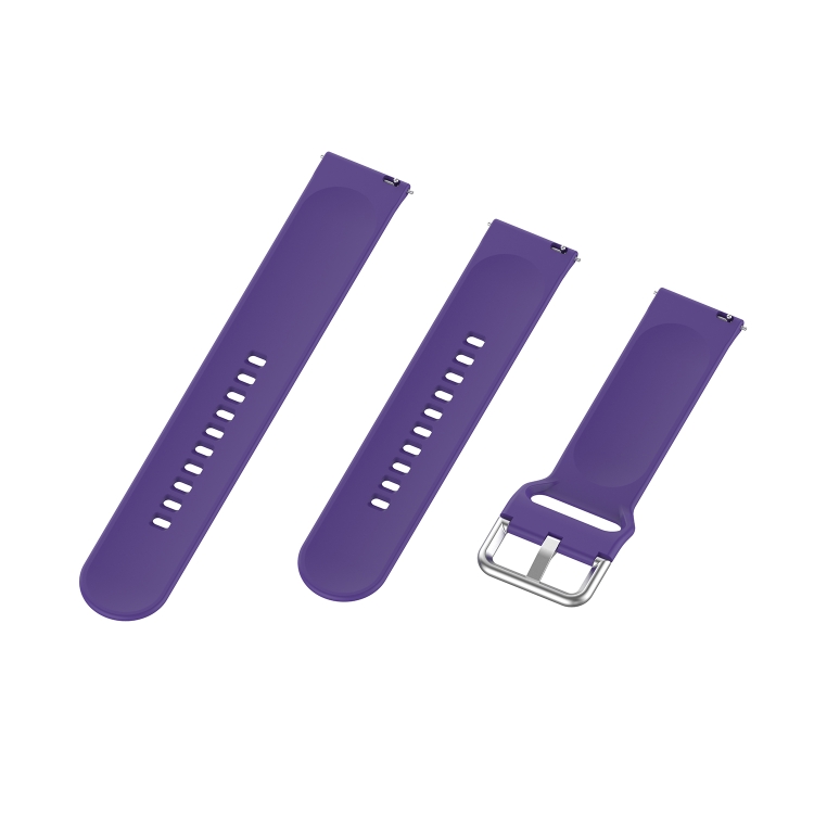 22mm Universal Silver Buckle Silicone Replacement Wrist Strap, Size:L(Purple) - 3
