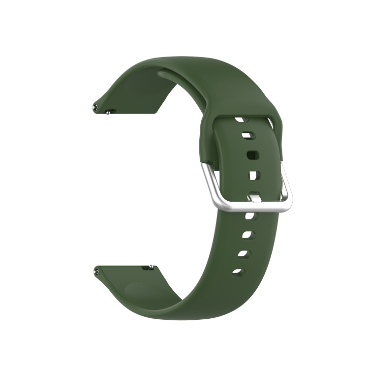 22mm Universal Silver Buckle Silicone Replacement Wrist Strap, Size:S(Dark Green) - 1