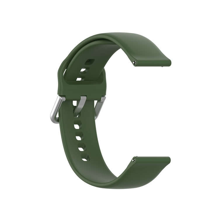 22mm Universal Silver Buckle Silicone Replacement Wrist Strap, Size:S(Dark Green) - 2