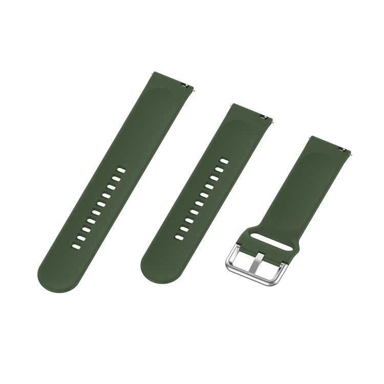 22mm Universal Silver Buckle Silicone Replacement Wrist Strap, Size:S(Dark Green) - 3