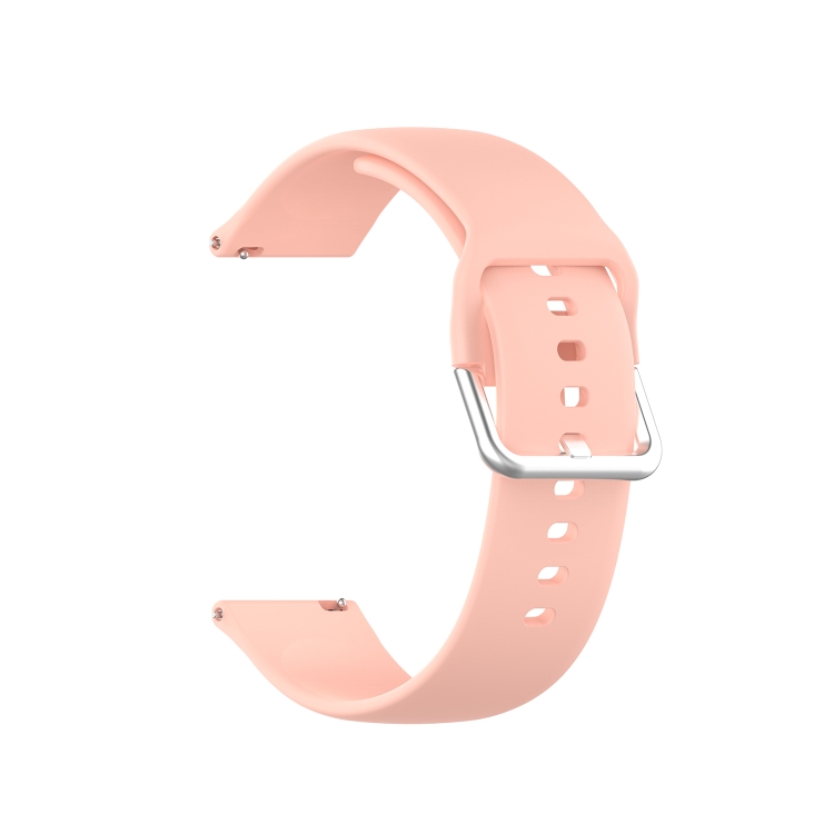 22mm Universal Silver Buckle Silicone Replacement Wrist Strap, Size:S(Pink) - 1