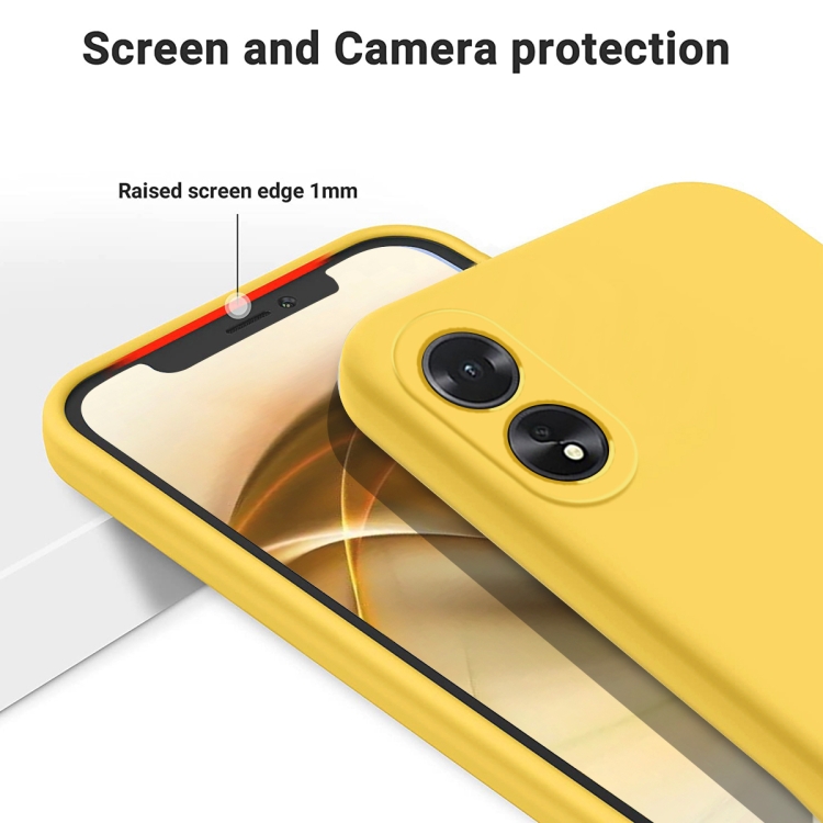 Para OPPO A38 / A18 4G Funda para teléfono a prueba de golpes de silicona  líquida de color puro (amarillo)