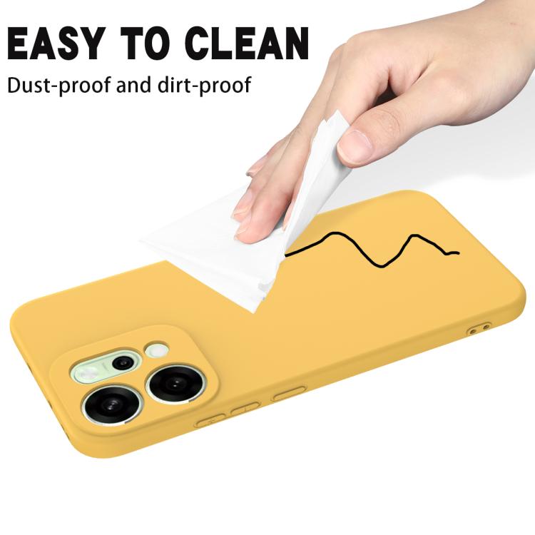 For OPPO Reno14 5G Global Solid Color Liquid Silicone Dropproof Full Coverage Phone Case(Yellow)