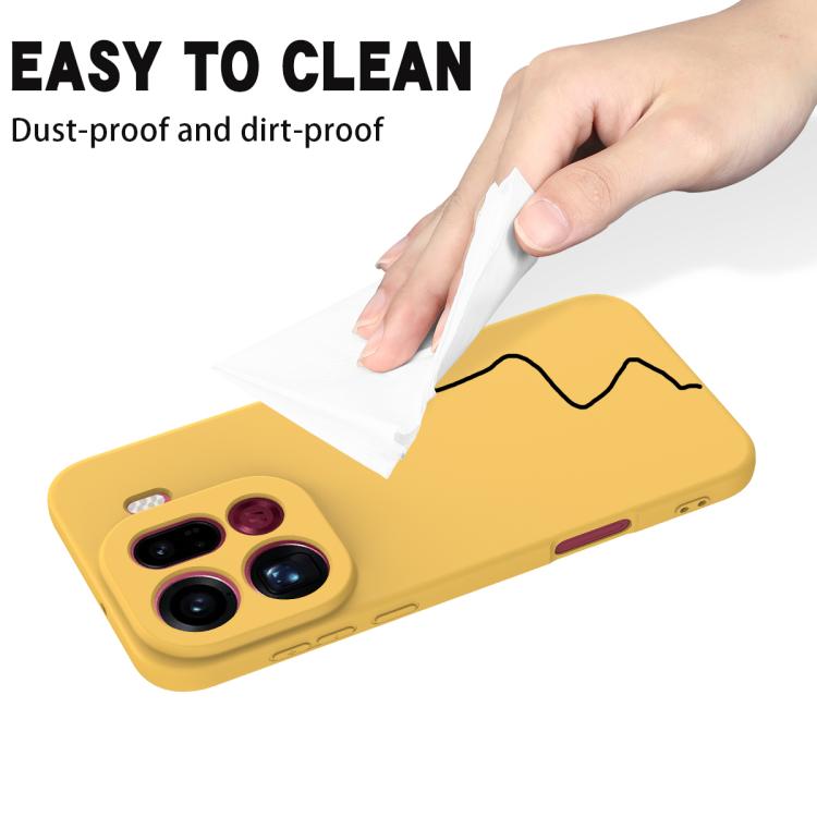 For OPPO Find X9 Pro Solid Color Liquid Silicone Dropproof Full Coverage Phone Case(Yellow)