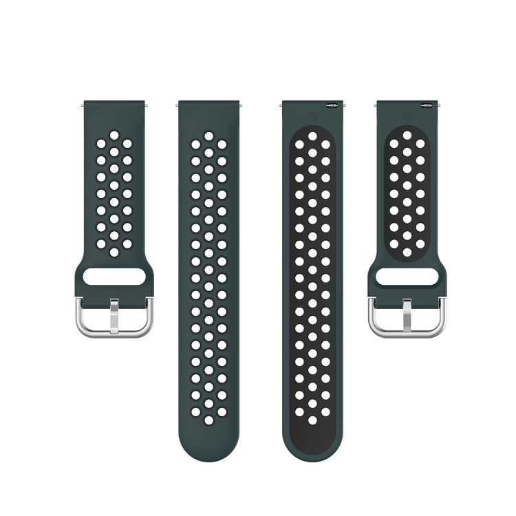 22mm Universal Sports Two Colors Silicone Replacement Strap Watchband(Olive Green Black) - 3