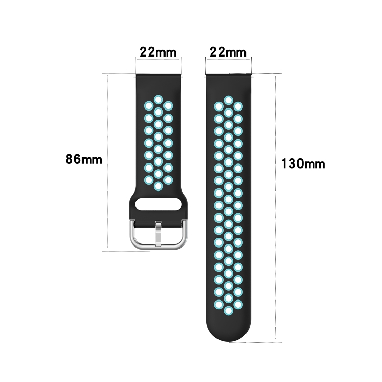 22mm Universal Sports Two Colors Silicone Replacement Strap Watchband(Olive Green Black) - 6