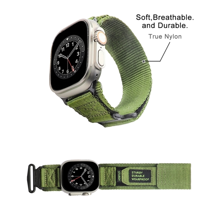 For Apple Watch Ultra 2 49mm AW Nylon Two-Section Watch Band(Army Green)