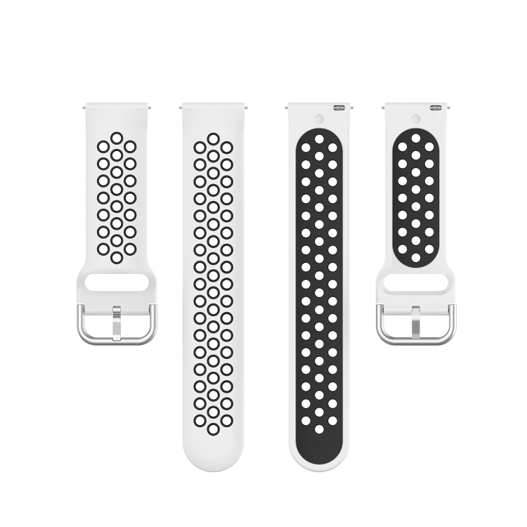 For Fitbit Versa 2 / Versa / Versa Lite / Blaze 23mm Sports Two Colors Silicone Replacement Strap Watchband(White Black) - 3