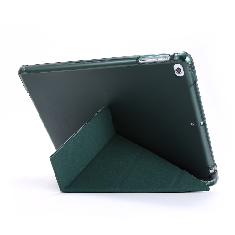 For iPad Air 2 Airbag Deformation Horizontal Flip Leather Case with Holder & Pen Holder(Dark Green) - 3