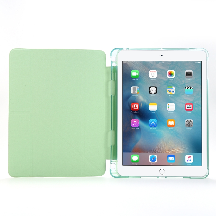 For iPad Air 2 Airbag Deformation Horizontal Flip Leather Case with Holder & Pen Holder(Dark Green) - 5