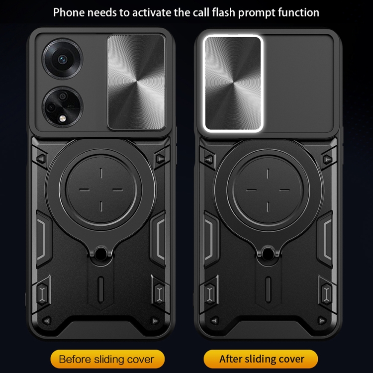 For OPPO F23 5G India / A98 5G / A1 5G CD Texture Sliding Camshield Magnetic Holder Phone Case(Black) - 4