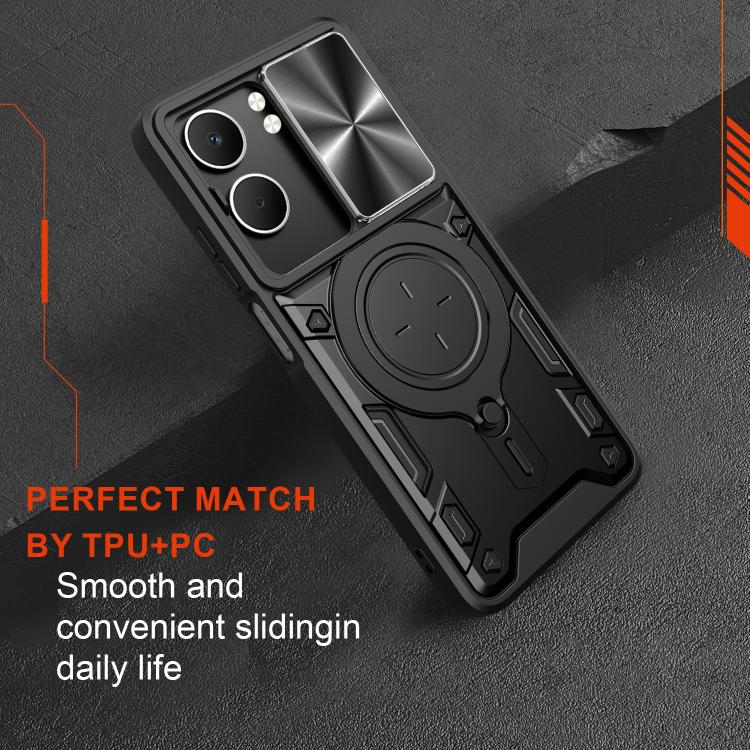 For OPPO A5 5G Global / A5x 5G CD Texture Sliding Camshield Magnetic Holder Phone Case(Pink)