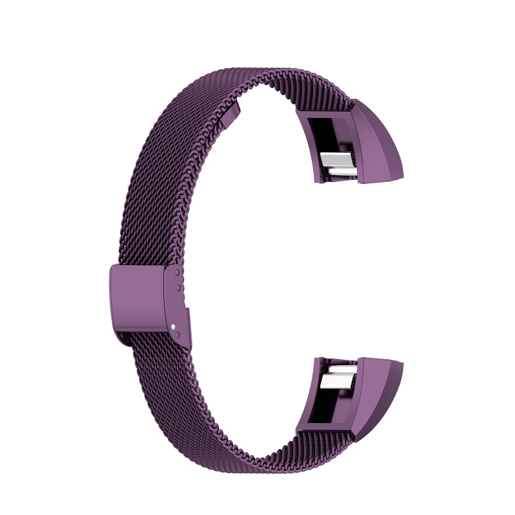 For Fitbit Alta / Alta HR / ACE Watch Button Mesh Metal Replacement Strap Watchband, Size:S(Dark Purple) - 1
