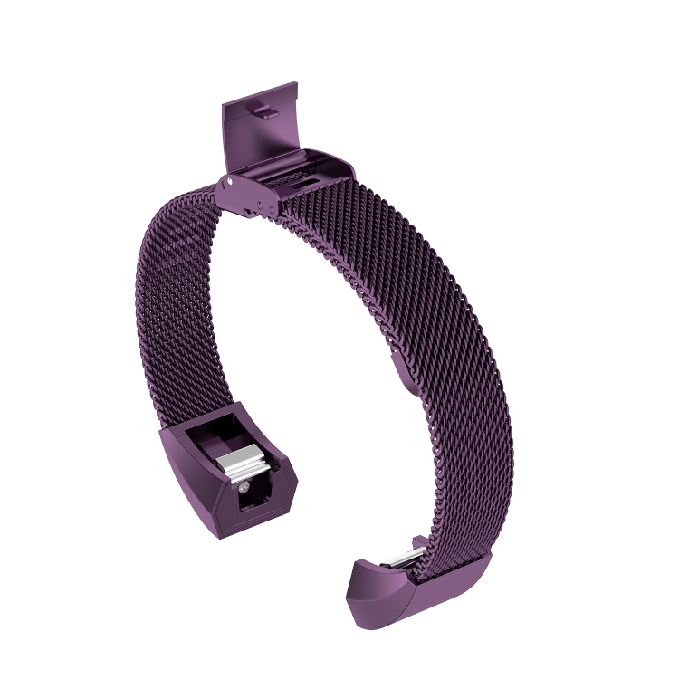 For Fitbit Alta / Alta HR / ACE Watch Button Mesh Metal Replacement Strap Watchband, Size:S(Dark Purple) - 3