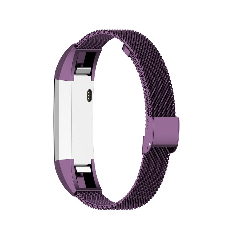 For Fitbit Alta / Alta HR / ACE Watch Button Mesh Metal Replacement Strap Watchband, Size:S(Dark Purple) - 5
