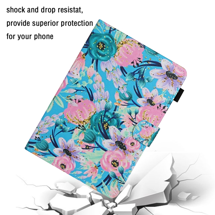 For 10 inch Universal Tablet PC Flower Pattern Horizontal Flip Leather Case with Card Slots & Holder(Pink Flower) - 6