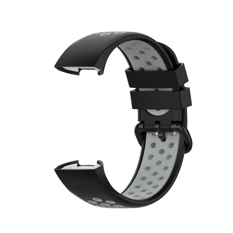 For Fitbit Charge 4 / Charge 3 / Charge 3 SE Watch Button Two Colors Silicone Replacement Strap Watchband(Black Grey) - 2