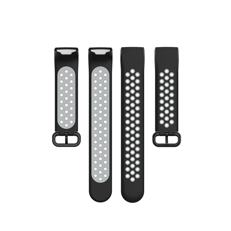 For Fitbit Charge 4 / Charge 3 / Charge 3 SE Watch Button Two Colors Silicone Replacement Strap Watchband(Black Grey) - 3