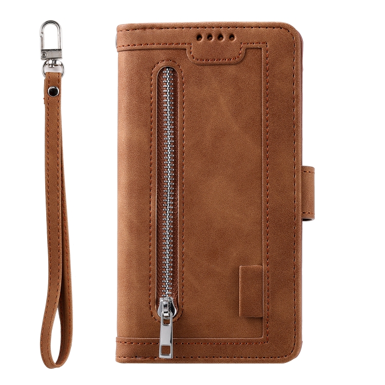 For iPhone 11 Pro Max Nine Card Zipper Bag Horizontal Flip Leather Case With Holder & Card Slots & Photo Frame & Wallet(Brown) - 1