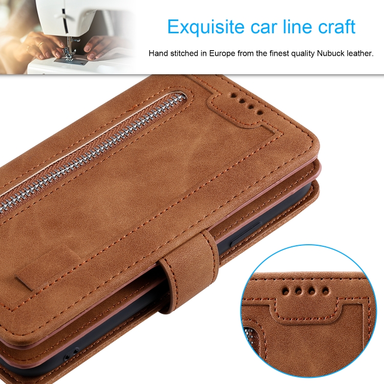 For iPhone 11 Pro Max Nine Card Zipper Bag Horizontal Flip Leather Case With Holder & Card Slots & Photo Frame & Wallet(Brown) - 10
